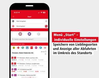 VBB-App Menü Start